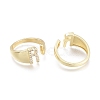Brass Micro Pave Clear Cubic Zirconia Cuff Rings RJEW-F103-13R-G-2