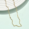 304 Stainless Steel Wave Bar Link Chain Necklaces NJEW-D299-01G-3