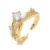 Brass Micro Pave Cubic Zirconia Cuff Open Rings for Women RJEW-C163-18G-4