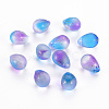 Two Tone Transparent Spray Painted Glass Charms GLAA-T016-37-F01-1