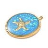 304 Stainless Steel Epoxy Resin with Natural Shell and Sequins Inside Pendants STAS-L026-17G-A03-2