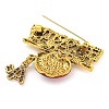 Christmas Theme Golden Zinc Alloy with Rhinestone Brooches LS-JEWB-B018-01AG-05-2