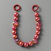 Rainbow Plated Opaque Acrylic Round & Paw Print Bead Chain Bag Straps PURS-WH0001-50B-1