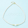 Synthetic Turquoise & Natural Pearl Beaded Necklace NJEW-M201-02A-1