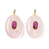 Natural Rose Quartz & Cubic Zirconia Pendants G-Z076-01G-20-1