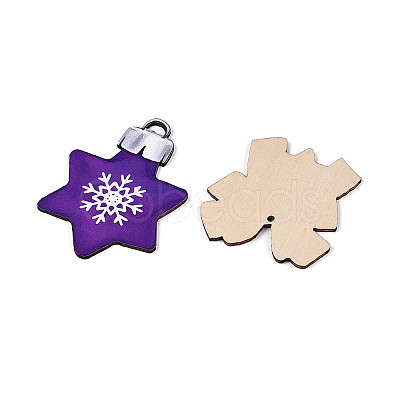 Christmas UV Single Face Printed Wood Pendant Decorations WOOD-N020-33-1