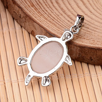 Tortoise Platinum Tone Brass Rose Quartz Pendants G-F265-01J-1
