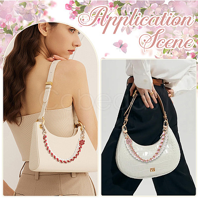 2Pcs 2 Colors Alloy Flower Phone Hand Strap Chains AJEW-SC0004-10D-1