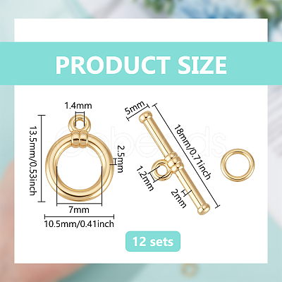 12Pcs Brass Toggle Clasps KK-BC0015-43G-1