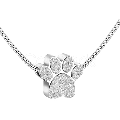 Paw Print Urn Ashes Necklace NJEW-WH0024-01S-1