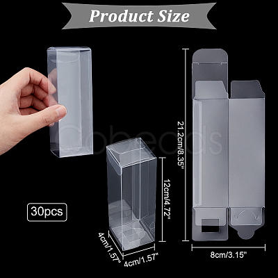 30Pcs Rectangle Transparent Plastic PVC Box Gift Packaging CON-NB0002-11-1