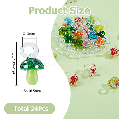 24Pcs Handmade Lampwork Pendants LAMP-HS0001-20-1