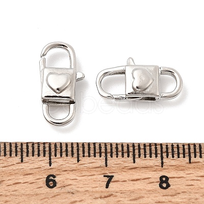 Heart Brass Lobster Claw Clasps KK-Z147-12P-1