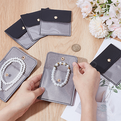 6Pcs PVC PU Leather Jewelry Envelope Pouches with Snap Button ABAG-WH0039-49B-1
