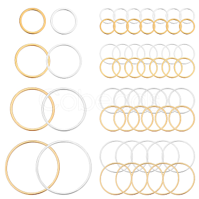 48Pcs 8 Styles 304 Stainless Steel Linking Ring STAS-ME0002-36-1