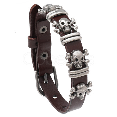 Alloy Skull Rivets Bracelet BJEW-C037-04B-1