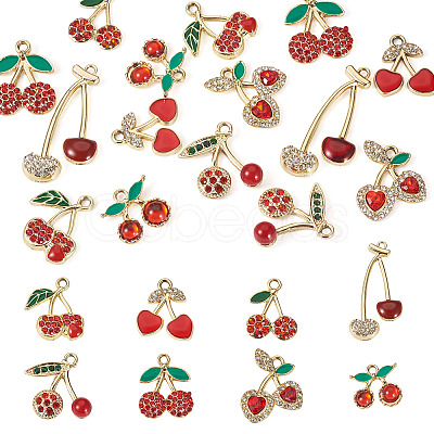 16Pcs 8 Styles Cherry Alloy Pendants FIND-TA0008-78-1