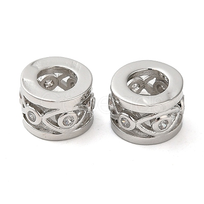 Rack Plating Brass Cubic Zirconia Hollow Column European Beads KK-Z033-25P-1