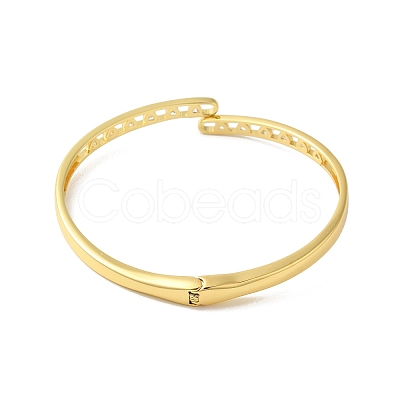 Rack Plating Brass Pave Clear Cubic Zirconia Hinged Bangles BJEW-G716-03G-1