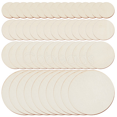 135Pcs 4 Styles Unfinished Wood Discs DIY-HY0001-78-1