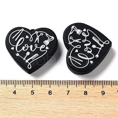 Food Grade Heart with Word Love Silicone Focal Beads SIL-NH0001-01A-1