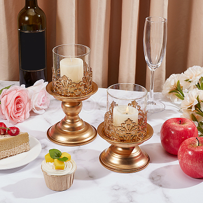 Iron Glass Candle Holder AJEW-WH0796-88A-1