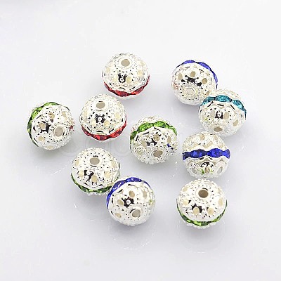 Brass Rhinestone Beads RB-A011-10mm-S-1