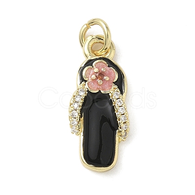 Brass Micro Pave Cubic Zirconia Enamel Pendants KK-L248-19G-1