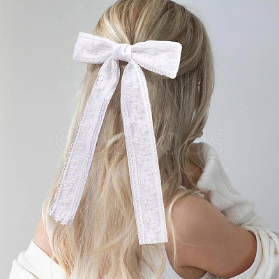 12Pcs 6 Styles Polyester Alloy Bowknot Hair Clips PHAR-CN0001-02-1