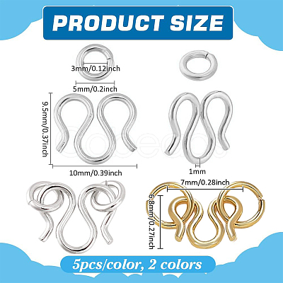 10Pcs 2 Colors 999 Fine Silver Hook Clasps STAS-PH0006-25-1