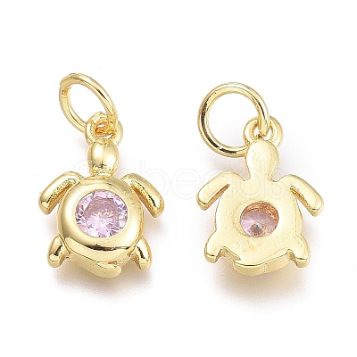 Brass Micro Pave Cubic Zirconia Pendants KK-P187-12H-G-1