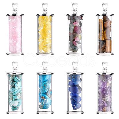 8Pcs 8 Style Alloy & Glass Wish Bottle Pendants G-PH0001-45-1