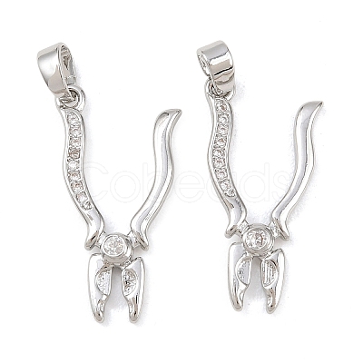 Brass Micro Pave Clear Cubic Zirconia Pendants KK-G549-16A-P-1