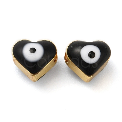 Golden Tone Brass Enamel Beads KK-E048-04G-02-1