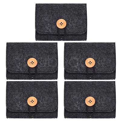 5Pcs Felt Jewelry Storage Bags with Button ABAG-BC0001-71A-1