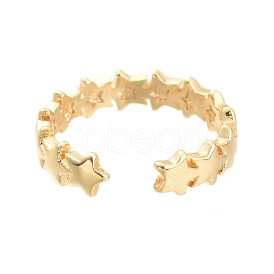 Adjustable Brass Cuff Rings RJEW-M135-04G-1