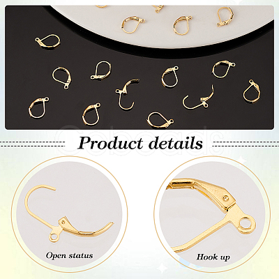 PandaHall Elite 50Pcs Brass Leverback Earring Findings KK-PH0006-08-1