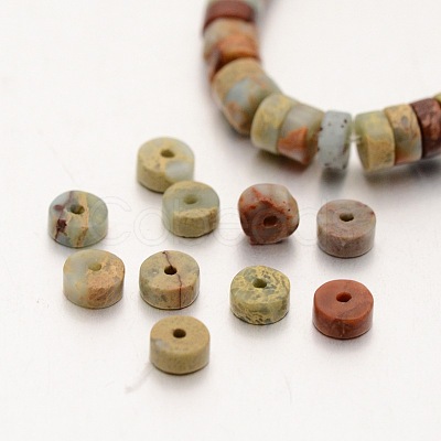 Flat Round/Disc Synthetic Aqua Terra Jasper Beads Strands G-N0160-02-3x4-1