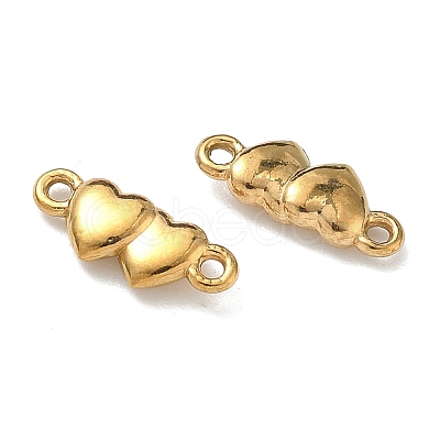 304 Stainless Steel Couple Heart Links Connector Charms STAS-D211-14C-G-1
