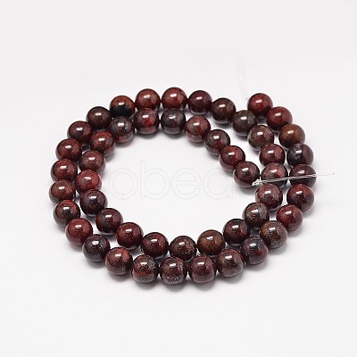 Natural Brecciated Jasper Round Beads Strands G-P075-14-8mm-1