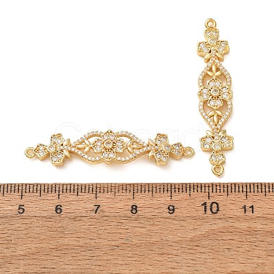 Brass Micro Pave Clear Cubic Zirconia Connector Charms CU-CBA4579-23G-1