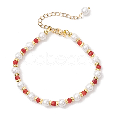 Shell Pearl & Dyed Natural Malaysia Jade Round Beaded Bracelets for Women BJEW-JB12031-01-1