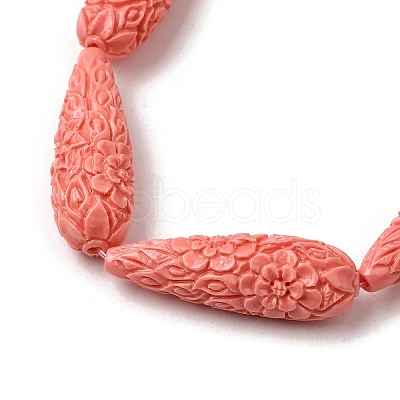 Synthetic Coral Carved Beads Strands CORA-C003-09A-03-1