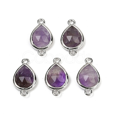 Natural Amethyst Faceted Connector Charms G-L514-048G-09-1