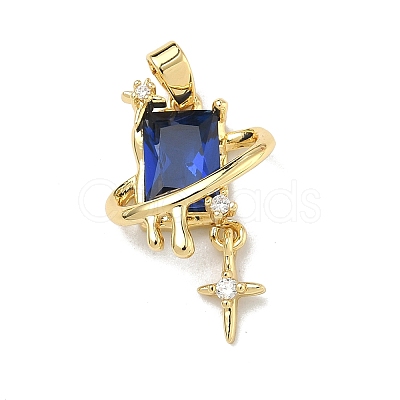 Brass Micro Pave Cubic Zirconia Pendants KK-D235-18G-1