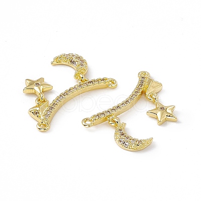Brass Micro Pave Cubic Zirconia 2-Loop Pendants KK-E068-VC032-1