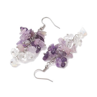 Natural Amethyst Earrings EJEW-TA00462-04-1