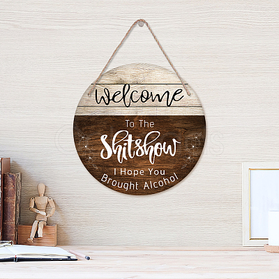 Wooden Hanging Plate HJEW-WH0027-002-1