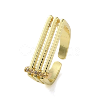 Open Brass with Cubic Zirconia Rings RJEW-B057-06G-1