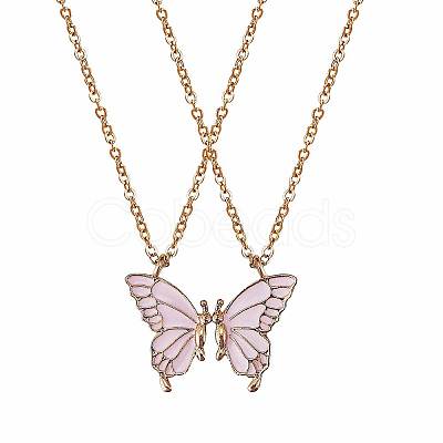 2Pcs Iron Matching Butterfly Pendant Necklaces for Mother Daughter Friends JN1034A-1-1